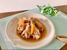 【美肌レシピ】めんつゆとカンタン酢で味付け☆手羽元と伊予柑のさっぱり煮