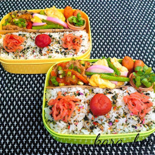 母とムスコのラブラブおソロ♪生姜焼き&アスパラとかまぼこと卵のバタシャン炒め弁当