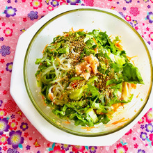 簡単!野菜たっぷり 明太子としらたきのごま油がよ〜く合う和物 うまっ!