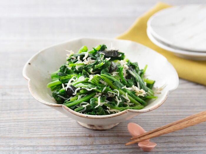 からし菜としらすの海苔和え♪めんつゆで簡単和食
