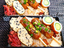 母とムスコのラブラブおソロ♪やきとり缶で簡単!たけのこ鶏めし弁当