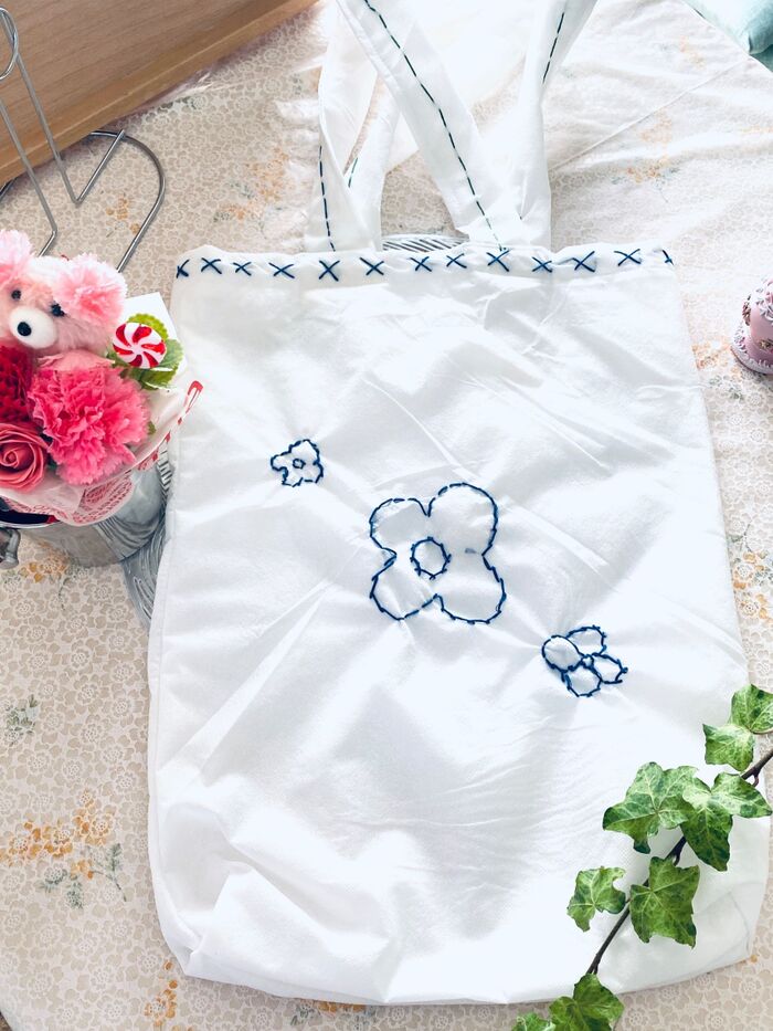 不織物で縦長のエコバッグ!長ネギや、フランスパンが楽々入りますよ〜