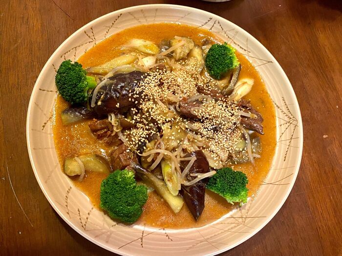 高知なすと牛ハラミの辛味噌炒め