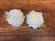 くるみボタンで☆紫陽花風ピアス