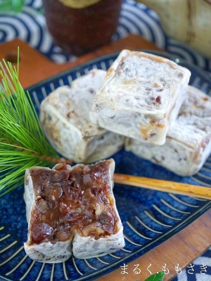 簡単!100均の粒あんで『きざみ栗入りきんつば』