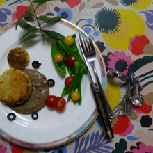 新玉ねぎのコロッケ、タプナードソース