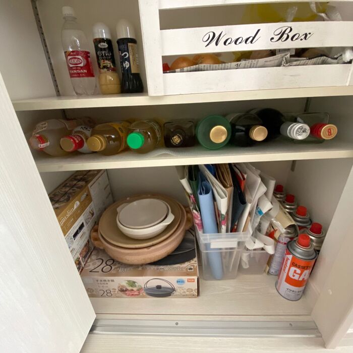 主人のアイデア お酒、調味料入れは斜めにする
