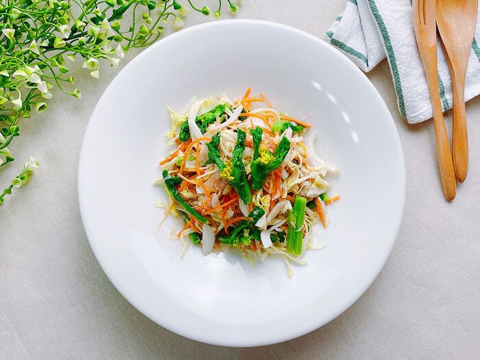 【春野菜とツナのドレッシング和え】便利な野菜だし使用!