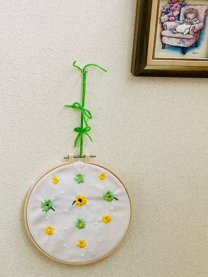 刺繍枠でインテリア♪単調なストレートステッチで綺麗にできますよ\(^o^)/