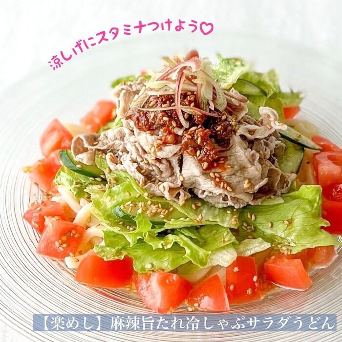 【楽めし】麻辣旨たれ冷しゃぶサラダうどん