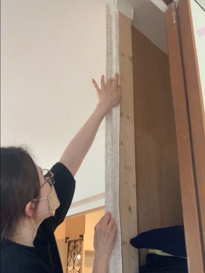 しっかり折りあとをつけて。