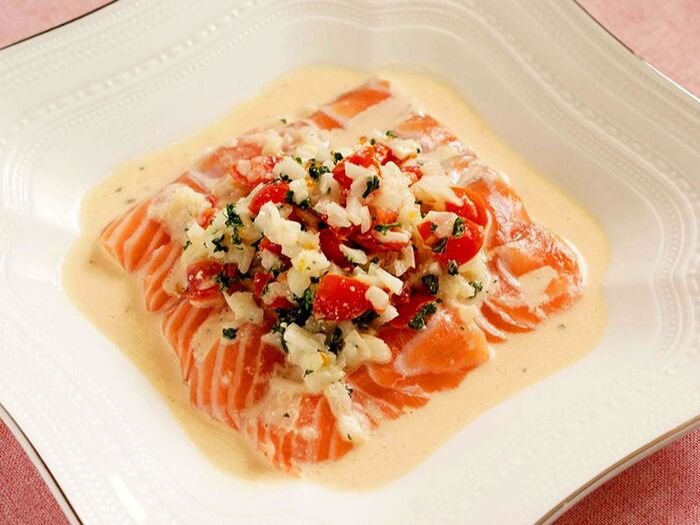 【サーモンのマリネサラダ】便利な野菜だし使用!