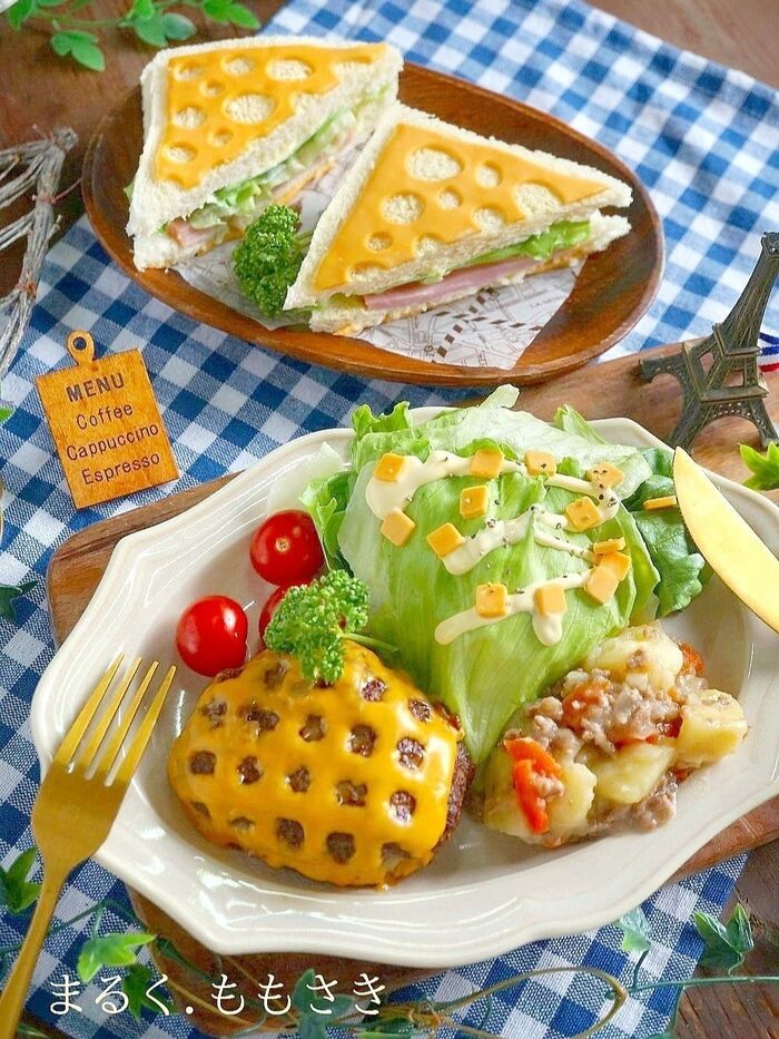 100均のこれ1つで楽しい料理に変身♪漫画みたいなチーズサンド&チーズとろけるハンバーグセット