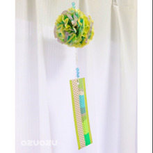 マステポンポンと短冊で七夕飾り