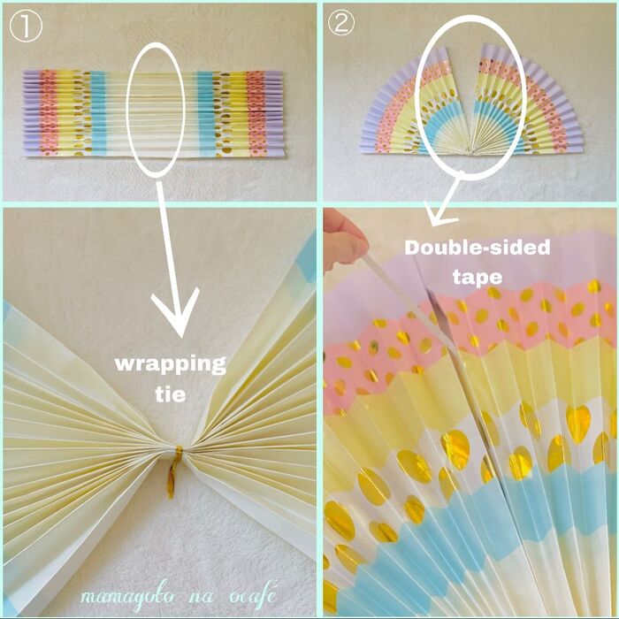 中心を留めたら、虹フォルムに♪