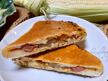 食パンを使わない…美味しいカリカリホットサンドピザ…とろーりチーズ…白いとうもろこし