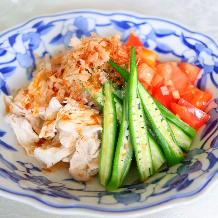 肉も野菜もたっぷり!豚しゃぶと夏野菜のサラダ