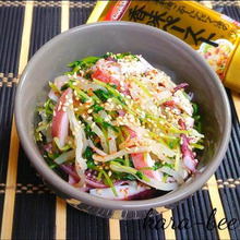 【おうち居酒屋ごはん】レンジで簡単♪イカともやしと豆苗の香味ペーストナムル