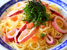 夏のランチに♪青紫蘇香るイカと明太子の冷製和風パスタ