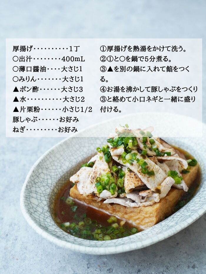 厚揚げの豚しゃぶのせ