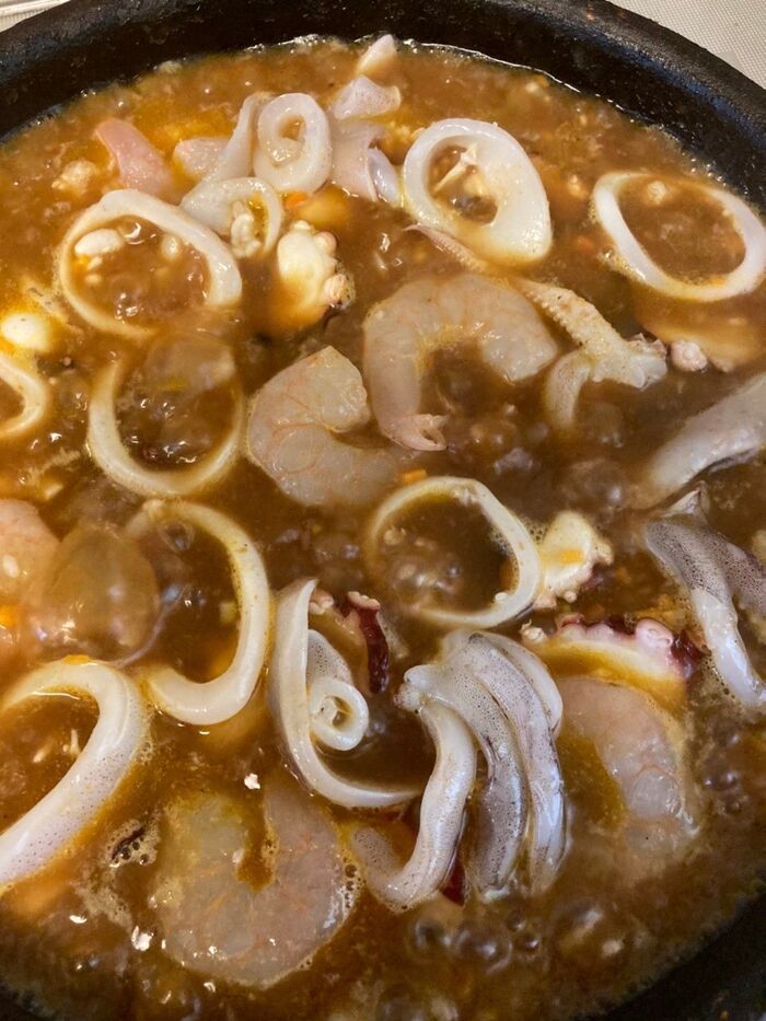 熱々を一気にかけます