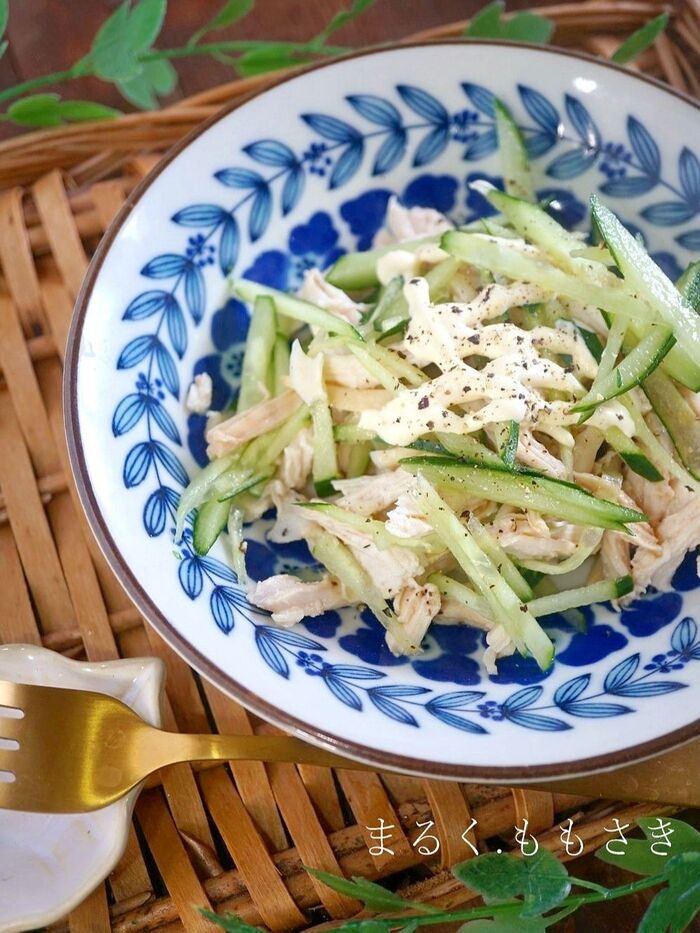 娘と私が毎日食べる♪ダイエットに最適な柔らか茹でむね肉のササミ風