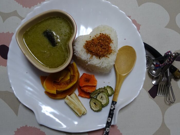 お家lunch！！グリーンカレー＆焼き野菜、ジャスミンライス”ハレルヤ”