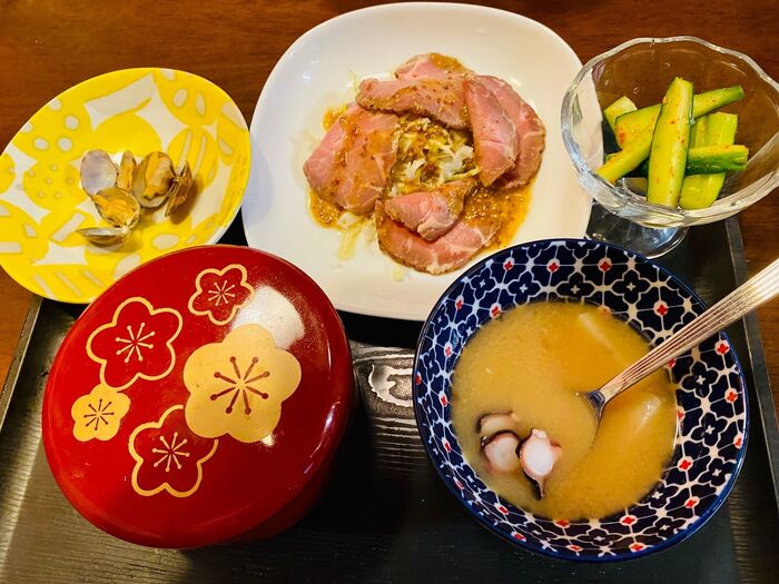 長芋とタコ刺しでお味噌汁!美味しいよ〜
