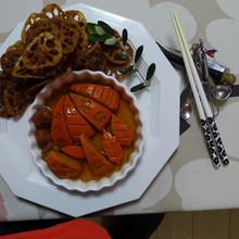 南瓜煮物に寄り添う 蓮根クリスピーchips