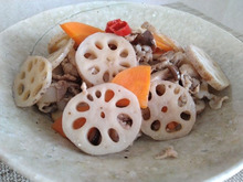 レンコンと豚小間切れの炒め煮