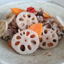 レンコンと豚小間切れの炒め煮