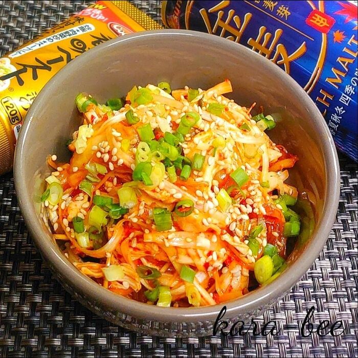 【おうち居酒屋ごはん】簡単おつまみ♪ささみと長ねぎのキムチ和え