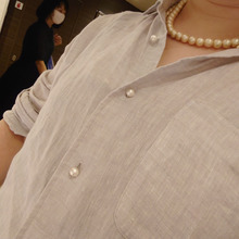 ユニクロ「リネンシャツ」を大人かわいいコットンパールに★