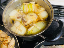 とろける〜白菜と豚肉と小揚げの巻き煮!