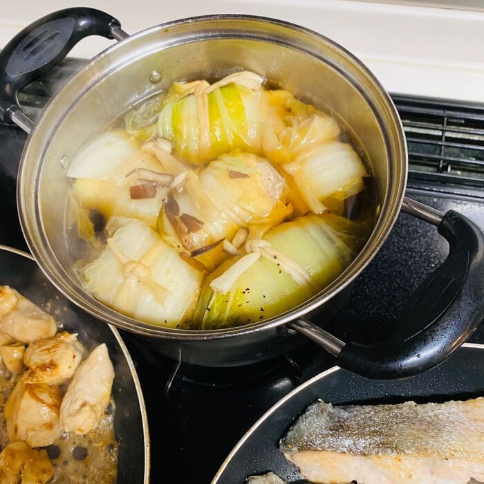 とろける〜白菜と豚肉と小揚げの巻き煮!