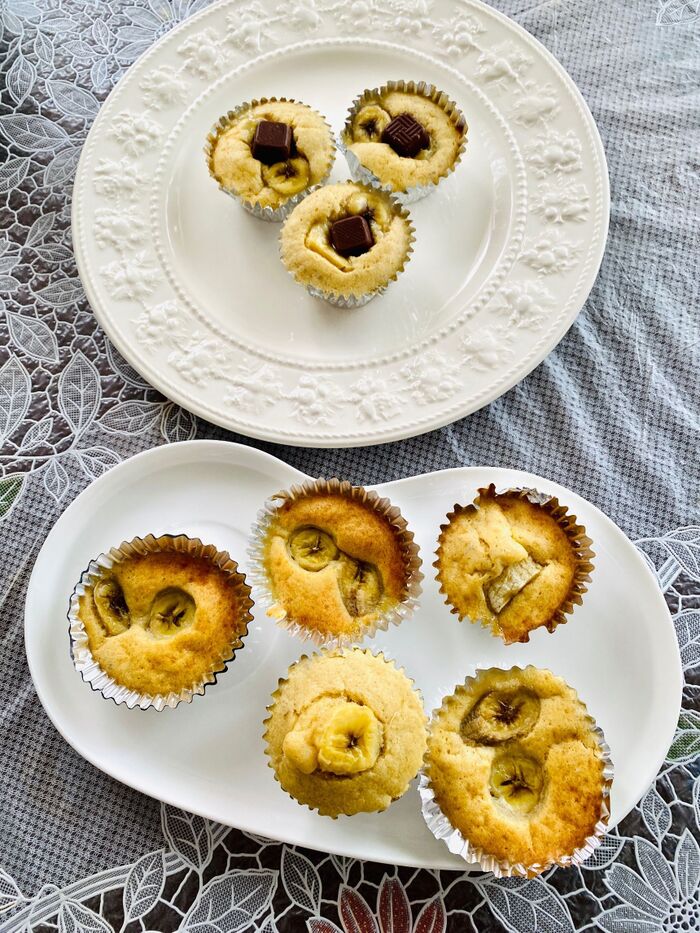 食物繊維たっぷり!バナナカップケーキ!フワフワ