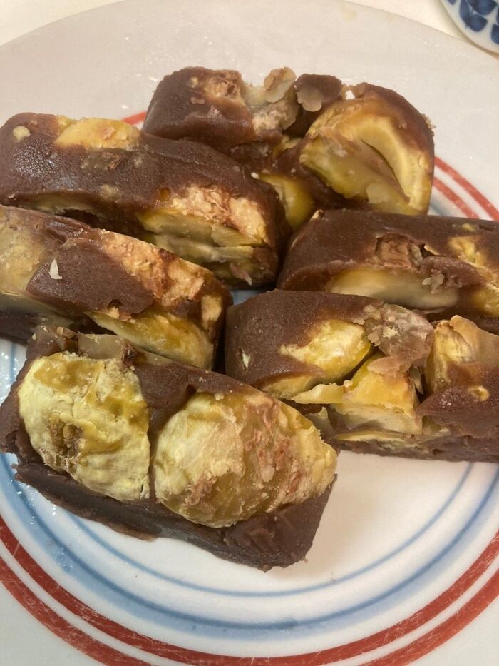 栗がゴロゴロ手作りの栗蒸し羊羹♪