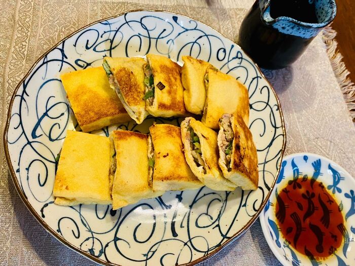 油揚げ餃子!超美味しいおかずの出来上がり!