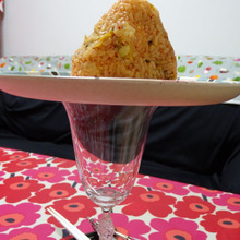 #OnigiriAction 天空のキムチーズおにぎり、蕎麦の実とかけてみなはれるやを添えて・・