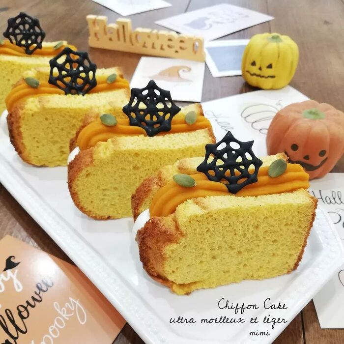 ハロウィンに!かぼちゃ尽くしのパンプキンシフォンケーキ