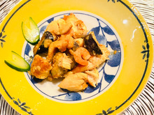 中華風!鶏ささみとなす、エビの甘酢炒め