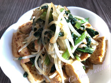 ごま油香る♪厚揚げともやしの炒め物