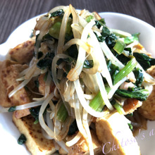 ごま油香る♪厚揚げともやしの炒め物