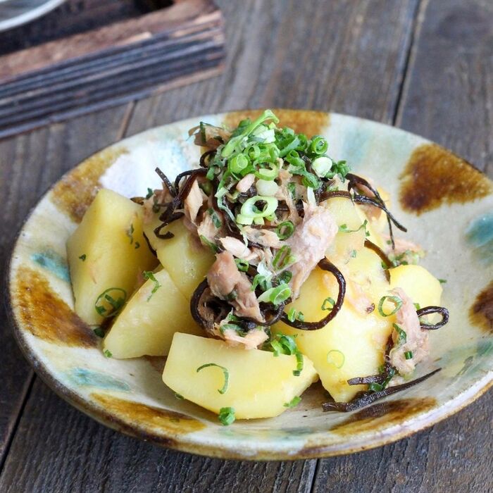 【塩昆布とツナのごろごろポテサラ】レンジで簡単☆