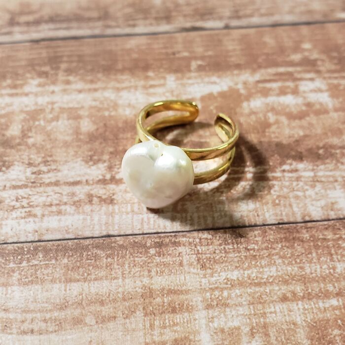 ハンドメイドならコスパ良し♡ハート型の淡水パールリング