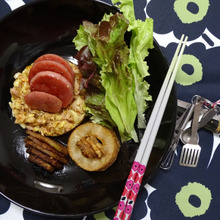 夜サラダ「セロリツナ サニー 大根フリット 隼人瓜フリット ボローニャハム」