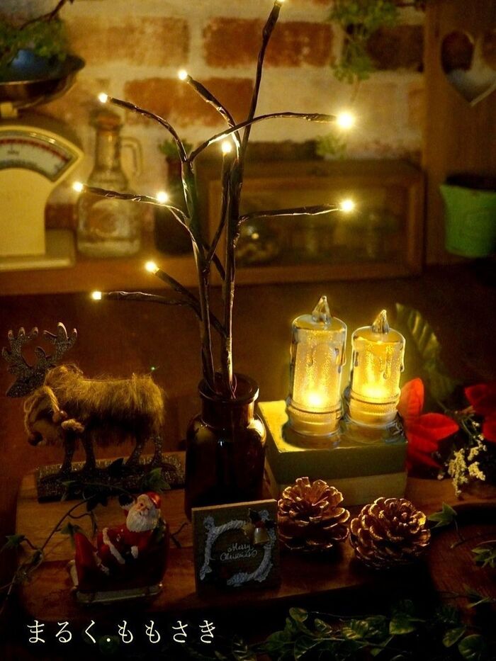 100円ショップのクリスマスライトが凄い!『セリアのブランチツリーとキャンドルライト』