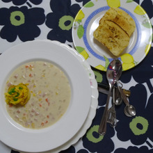 お家 lunch オレンジ白菜のクリームスープ