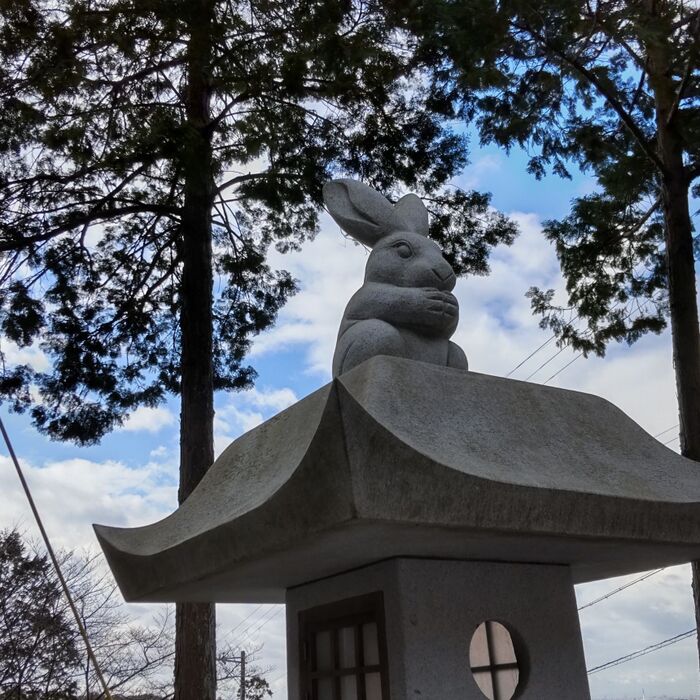 駐車場にある、ウサギさんです