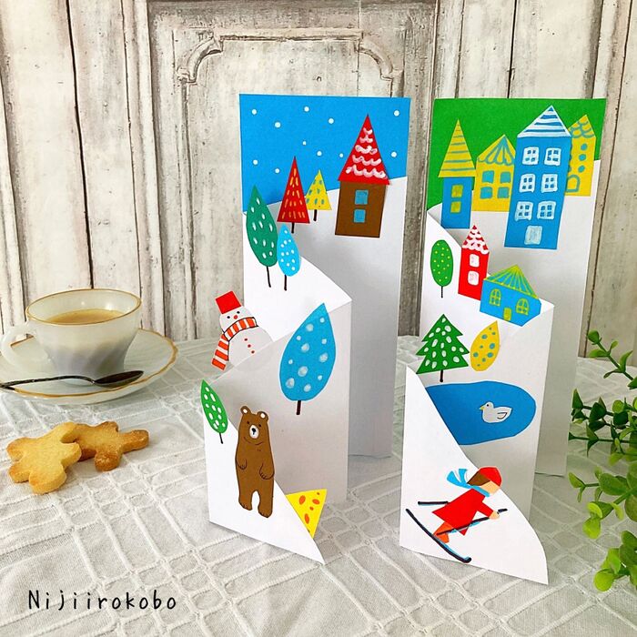 簡単♪ 雪山ポップアップカードの作り方
